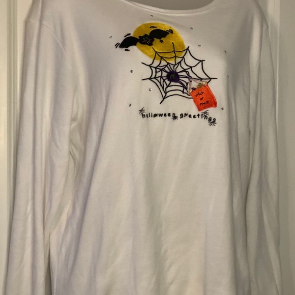 Quacker Factory White L/S Halloween T-Shirt - Picture 6 of 9